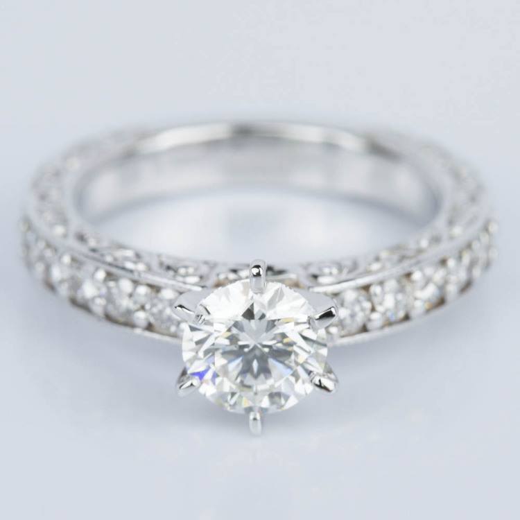 Vintage Milgrain & Scroll-Work Diamond Engagement Ring (0.90 ct.)