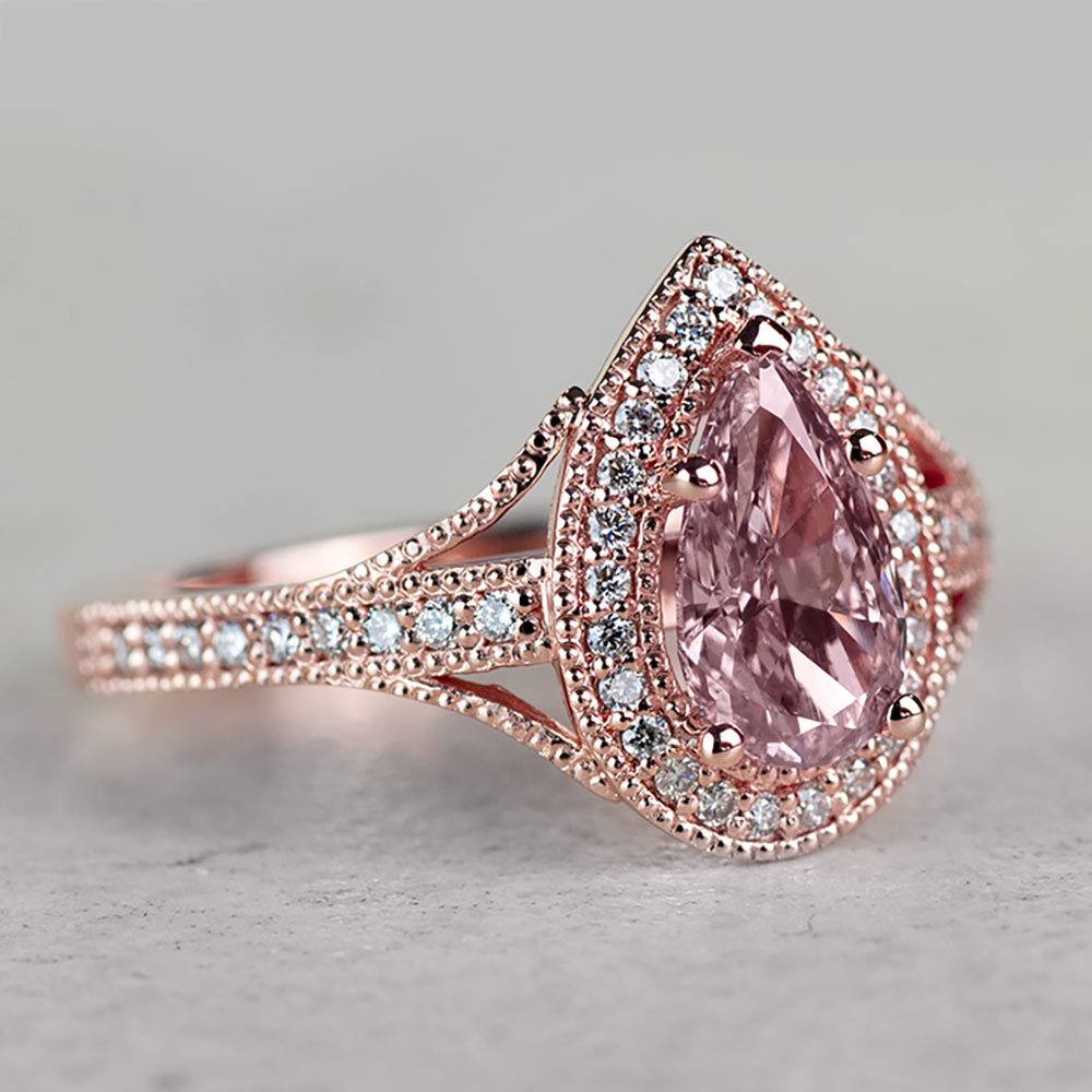 teardrop pink diamond ring