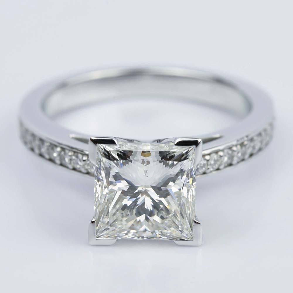 2.5 Carat Cathedral Princess Cut Diamond Ring