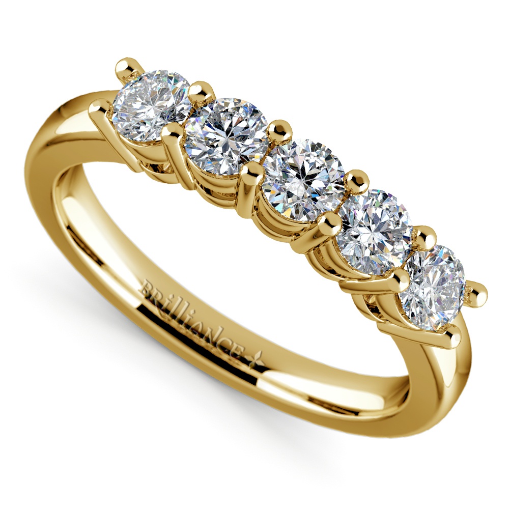 Five Stone Diamond Band Ring In Yellow Gold (3/4 Ctw)