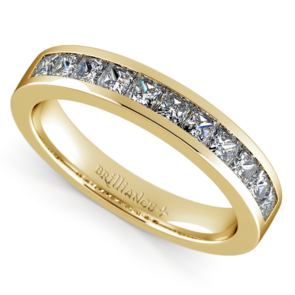 Channel Set Princess Diamond Ring In Yellow Gold (3/4 Ctw)