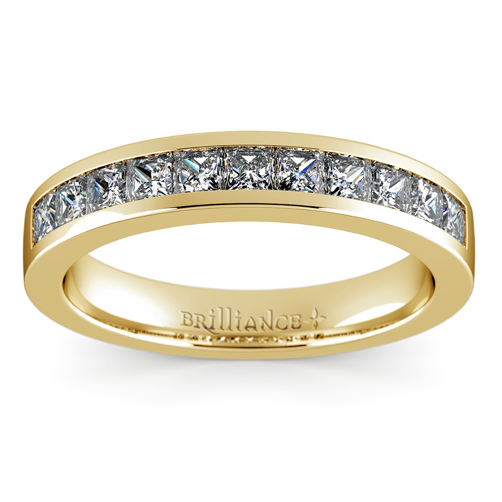 Channel Set Princess Diamond Ring In Yellow Gold (3/4 Ctw)