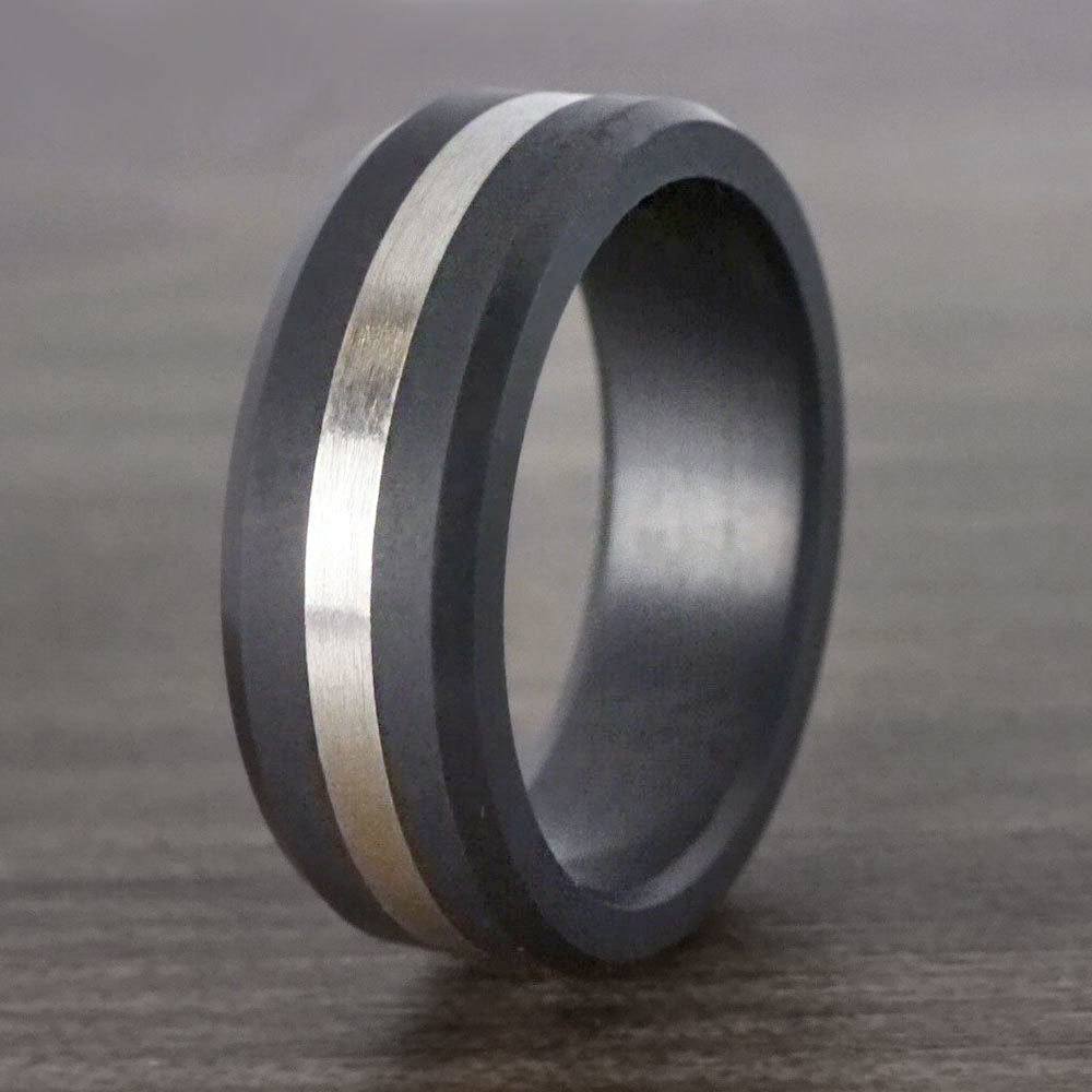 Ares Silver Inlay Matte Elysium Ring (8mm) | Elysium Black Diamond Rings