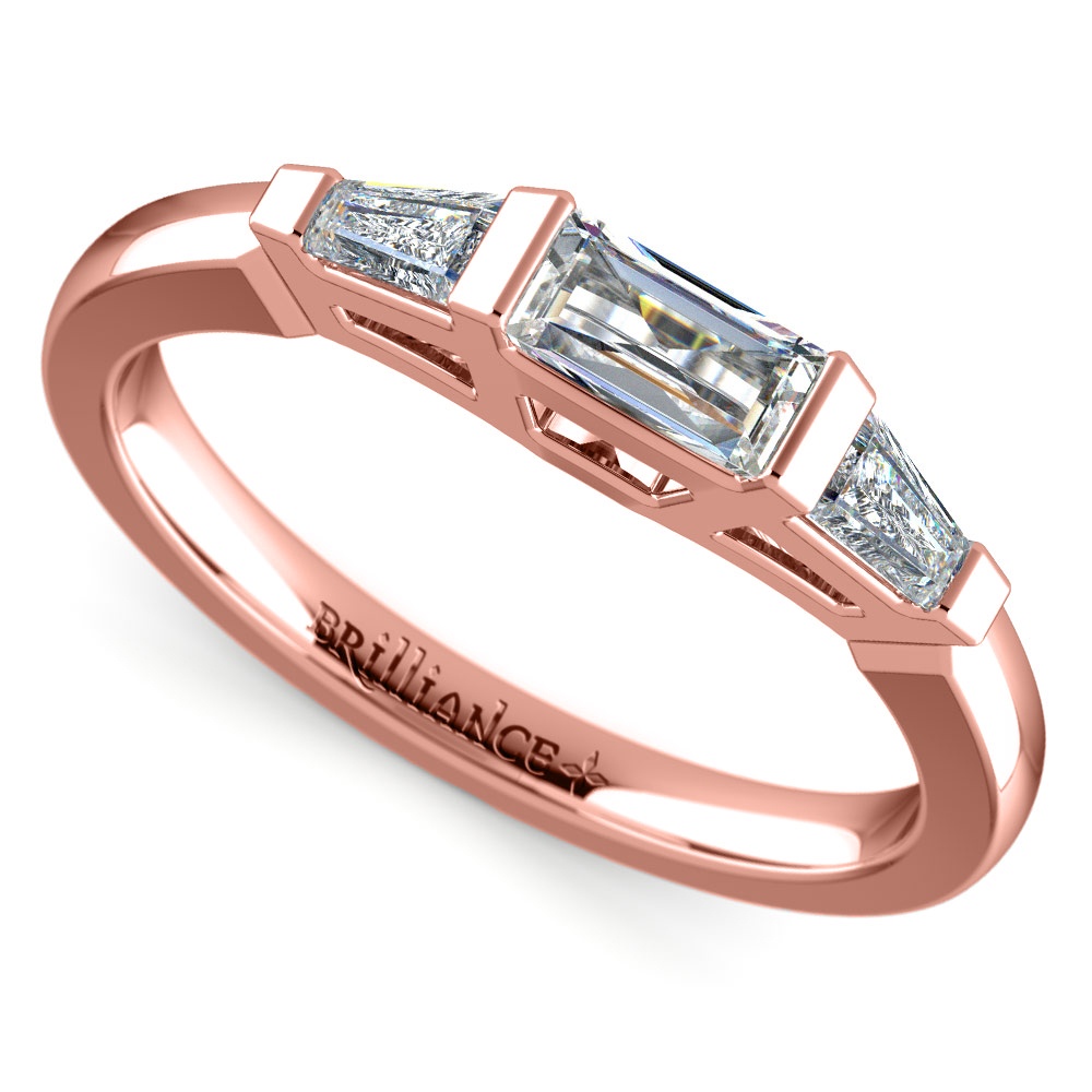 Baguette Diamond Wedding Ring In Rose Gold 1 2 Ctw