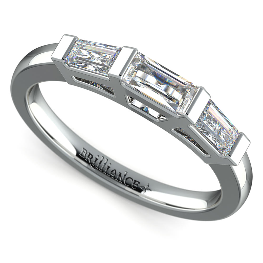 Baguette Diamond Wedding Ring in White Gold (3/5 Ctw)