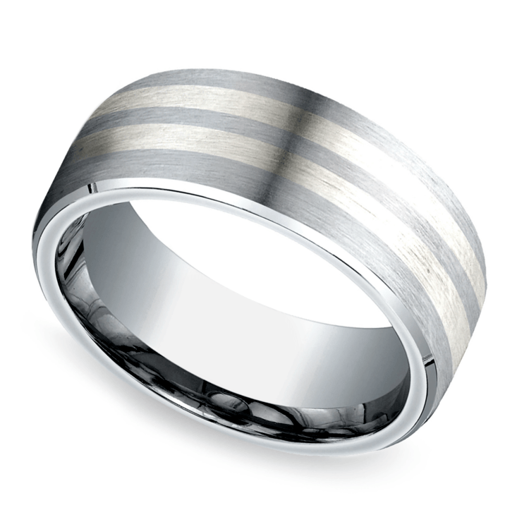 Beveled Men's Wedding Ring in Cobalt/Silver (8mm)