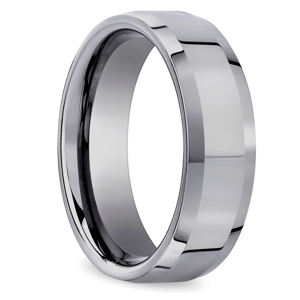 Beveled Men's Wedding Ring in Tungsten (6mm)