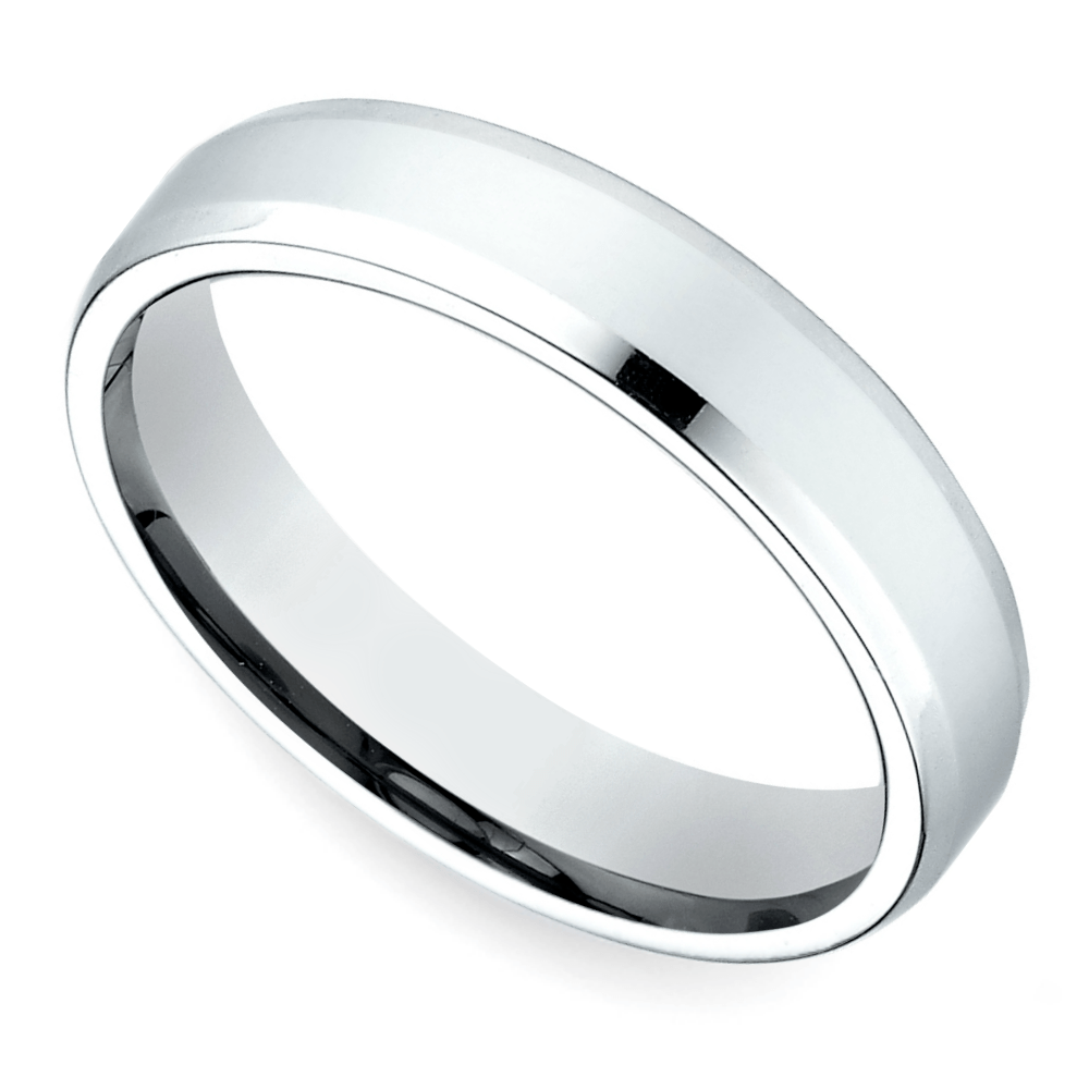 Beveled Men's Wedding Ring in White Gold (4mm)