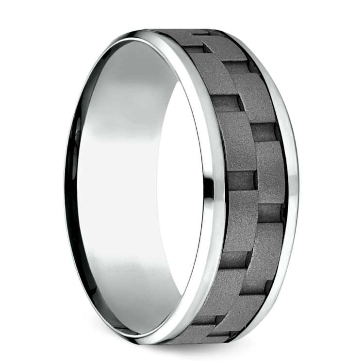 Sandblasted Inlay Men's Wedding Ring in Cobalt