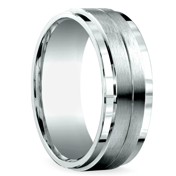 Beveled Satin Men's Wedding Ring in Platinum (8mm)