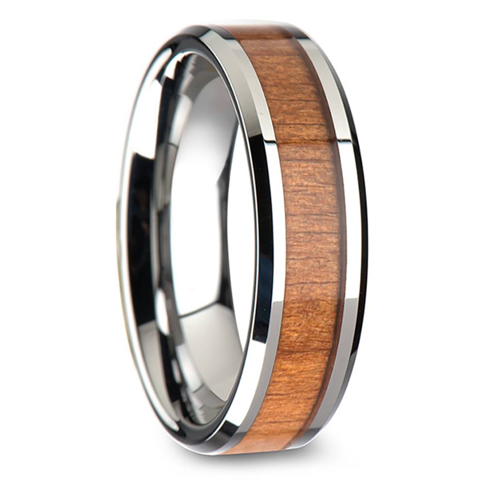 Sakura - Tungsten Mens Band with Cherry Wood Inlay (6mm)