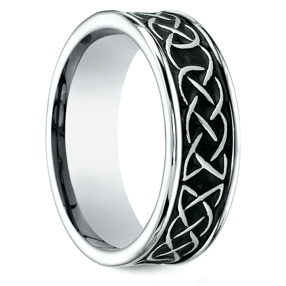 Blackened Celtic Knot Men's Wedding Ring in Cobalt (7mm)