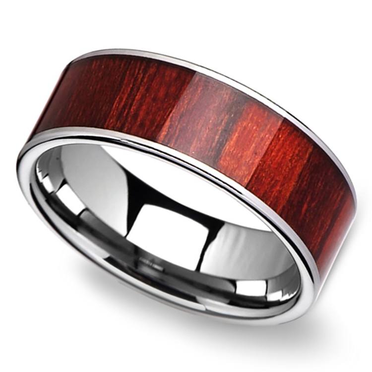 Mens Brazilian Rosewood And Tungsten Wedding Band