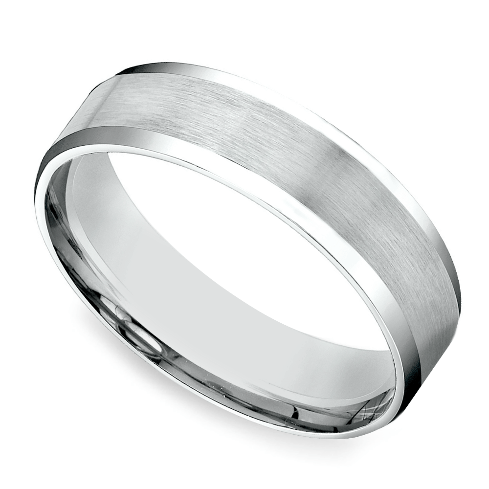 Carved Beveled Men's Wedding Ring in Platinum (6mm)