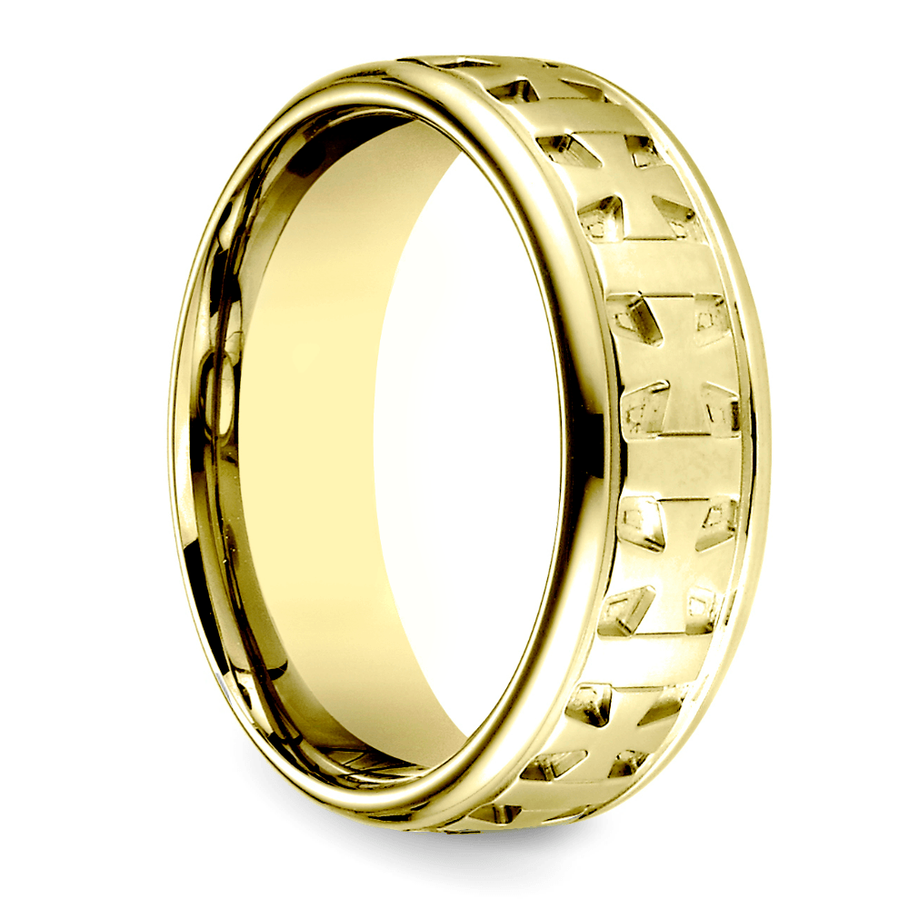 Celtic Maltese Cross Men's Wedding Ring in Yellow Gold (7.5mm)