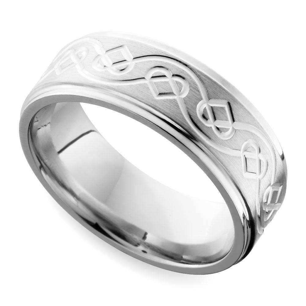 Celtic Heart Wedding Band In Cobalt (7 mm)