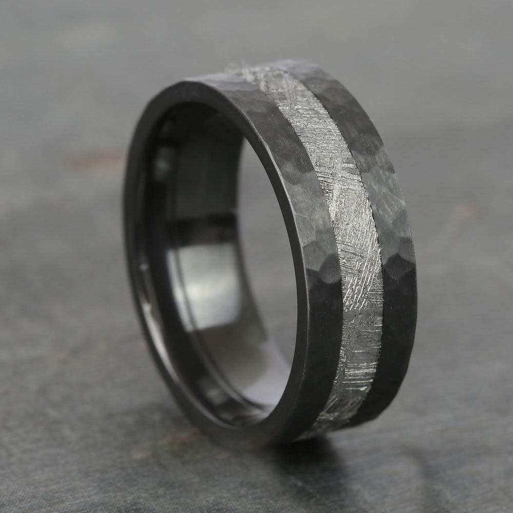 Ceres - Men's Black Zirconium & Meteorite Wedding Band (7mm)