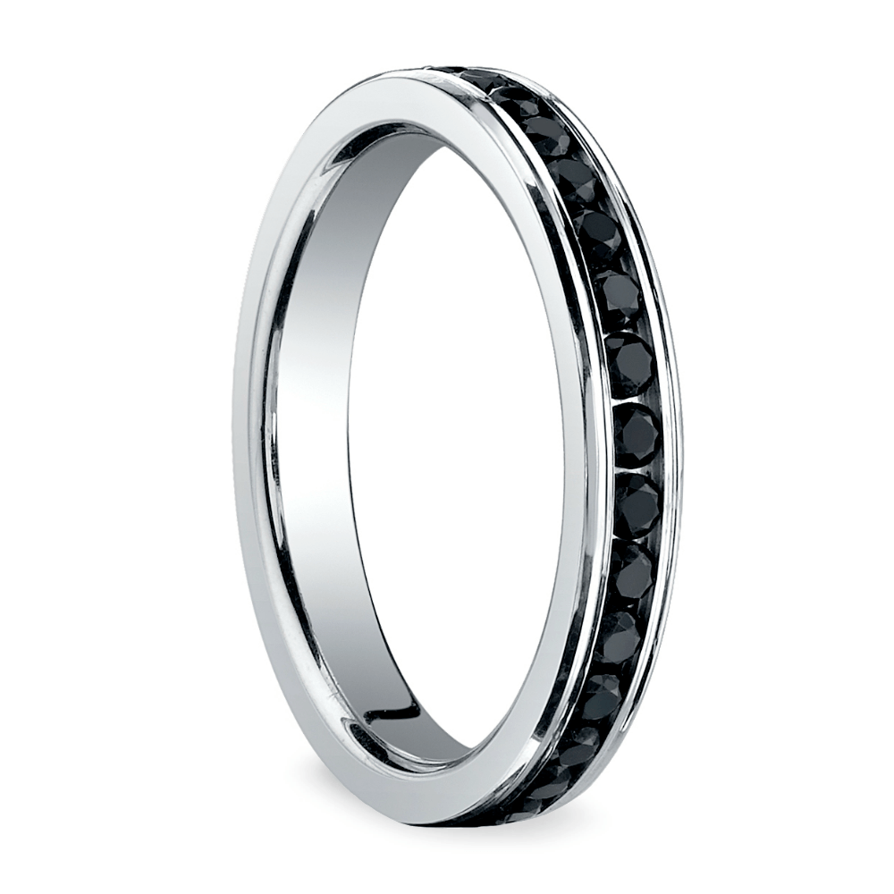 Channel Set Black Diamond Eternity Ring In White Gold