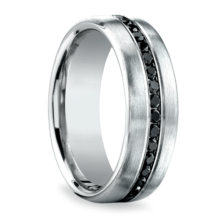 Channel Black Diamond Men's Wedding Ring in Platinum (7.5mm)