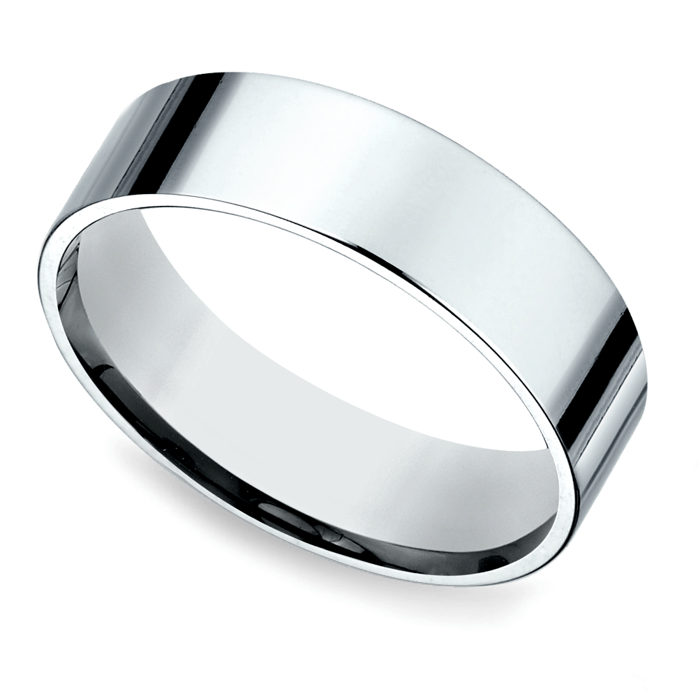 Flat Men's Wedding Ring in White Gold (6mm)