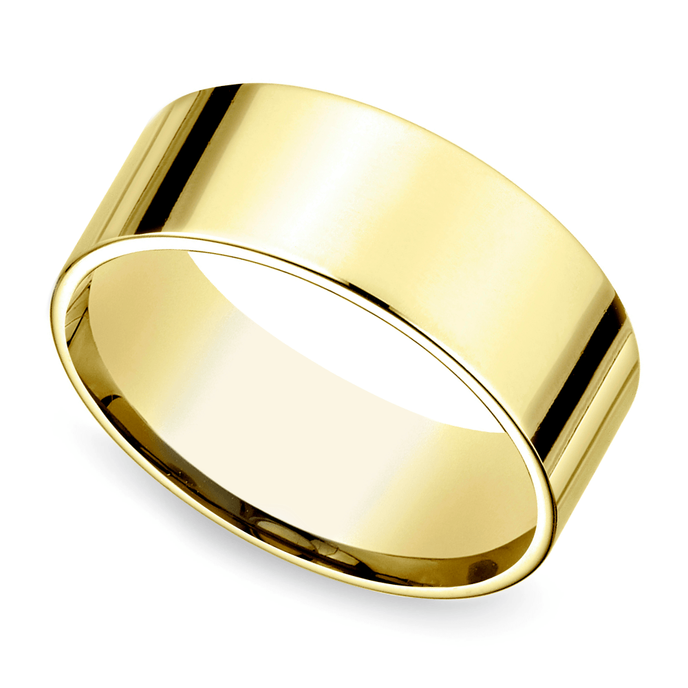 Flat Men's Wedding Ring in Yellow Gold (8mm)