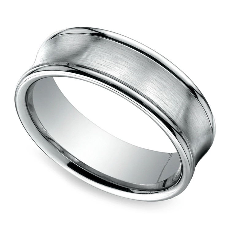 Concave Men's Wedding Ring in White Gold (7.5mm)
