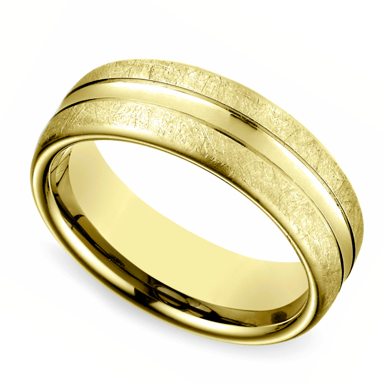 Convex Swirl Men's Wedding Ring in Yellow Gold