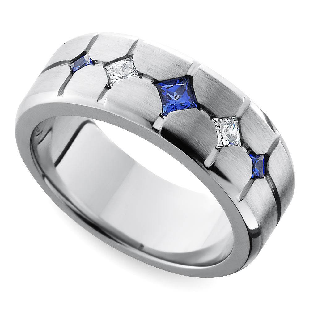 mens wedding bands with sapphires and diamonds