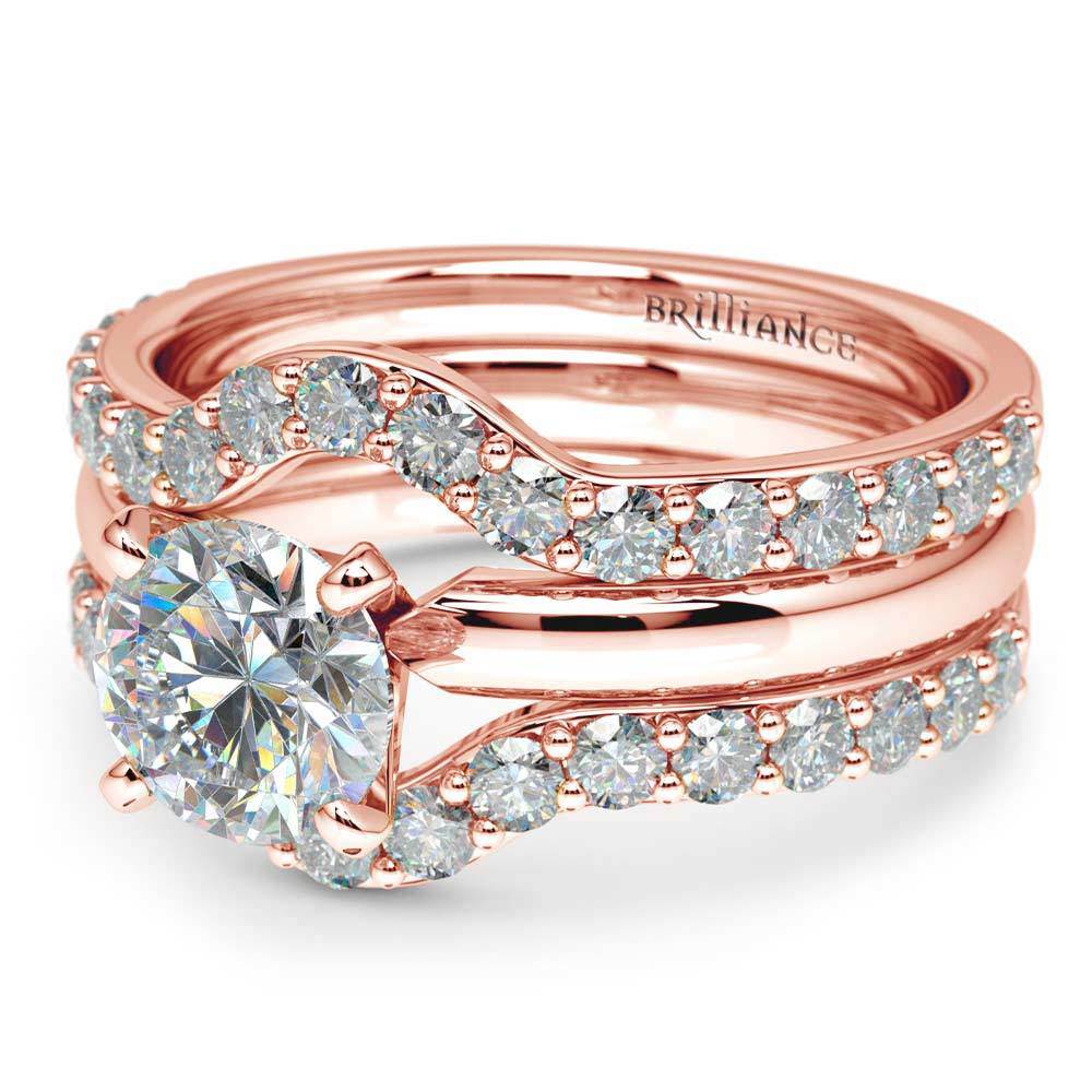 Ring Wrap 10 Curved Round Cut Diamond Rose Gold V5 0 
