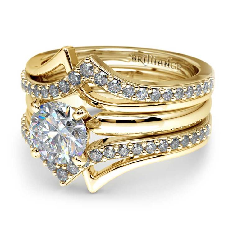 Diamond Double Chevron Ring Enhancer In 14k Yellow Gold