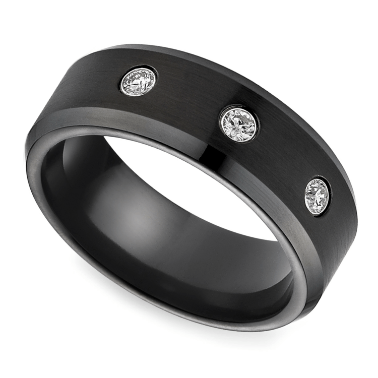 Diamond Men's Wedding Ring in Black Cobalt