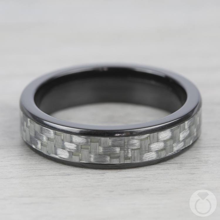 Domed Carbon Fiber Men S Wedding Ring In Zirconium