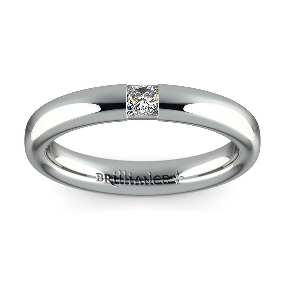 Domed Promise Ring with Princess Diamond in Platinum (3.4mm)