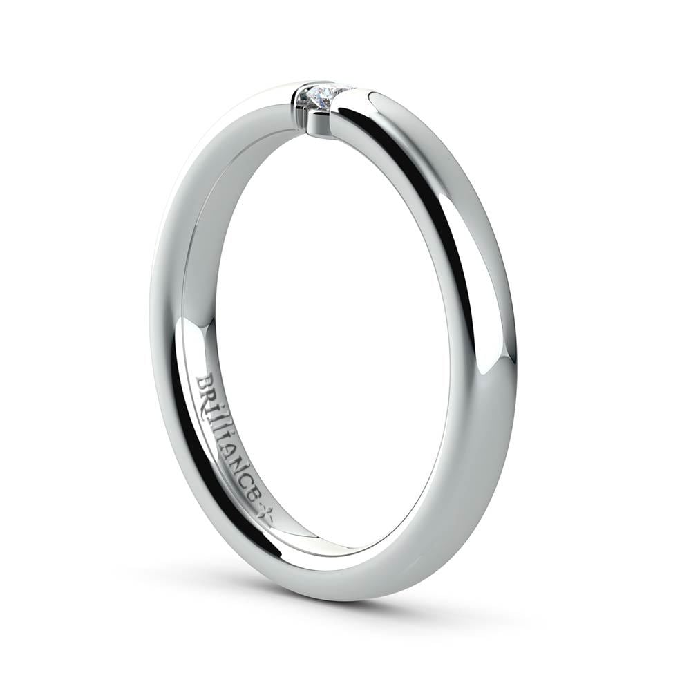 Simple White Gold Promise Ring WIth Round Diamond