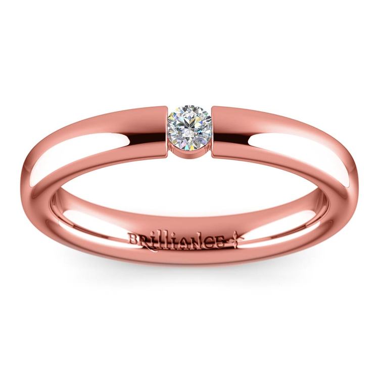 Domed Rose Gold Promise Ring with Round Diamond (3.25mm)