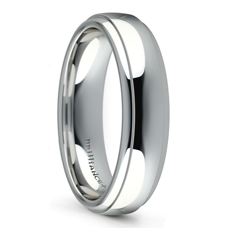 Domed Step Edge Men's Wedding Ring in Platinum (5mm)