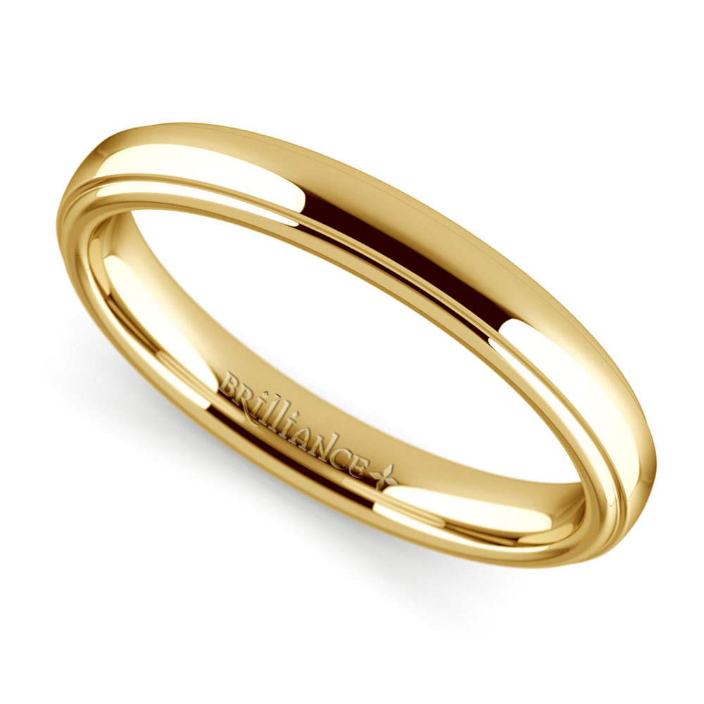 Wedding ring with a slightly domed surface of 3.00 mm in red gold