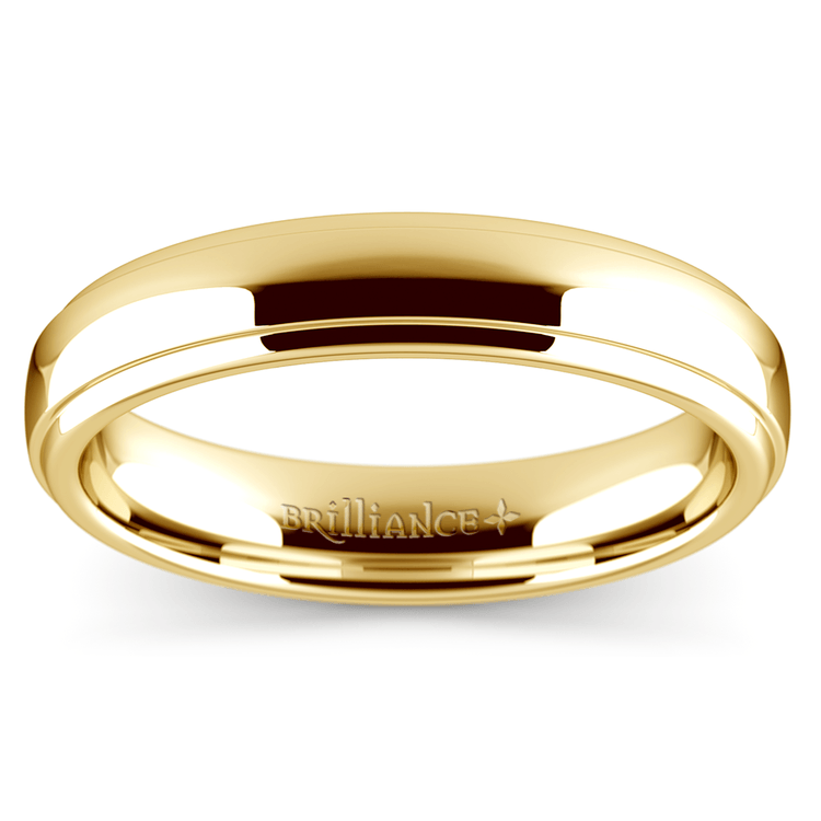 Domed Step Edge Wedding Ring (4 mm) in Yellow Gold