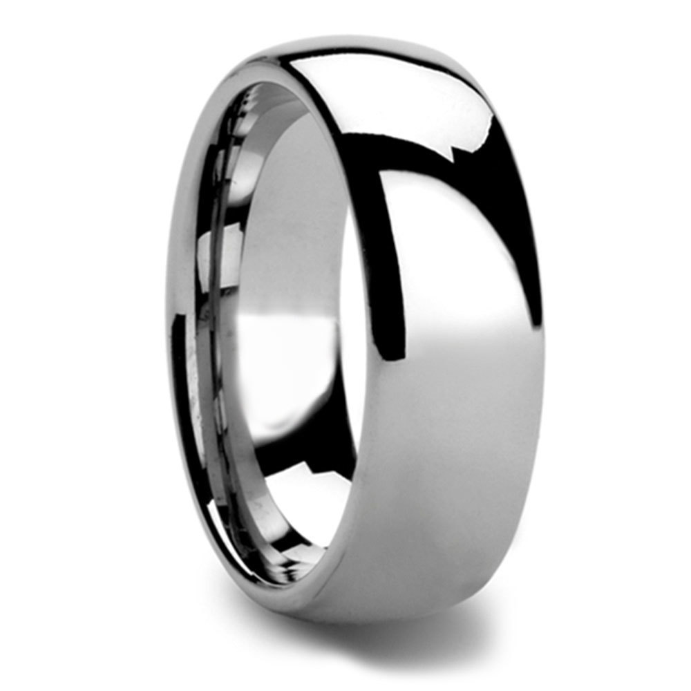 8mm Polished Mens Tungsten Wedding Band (Domed)