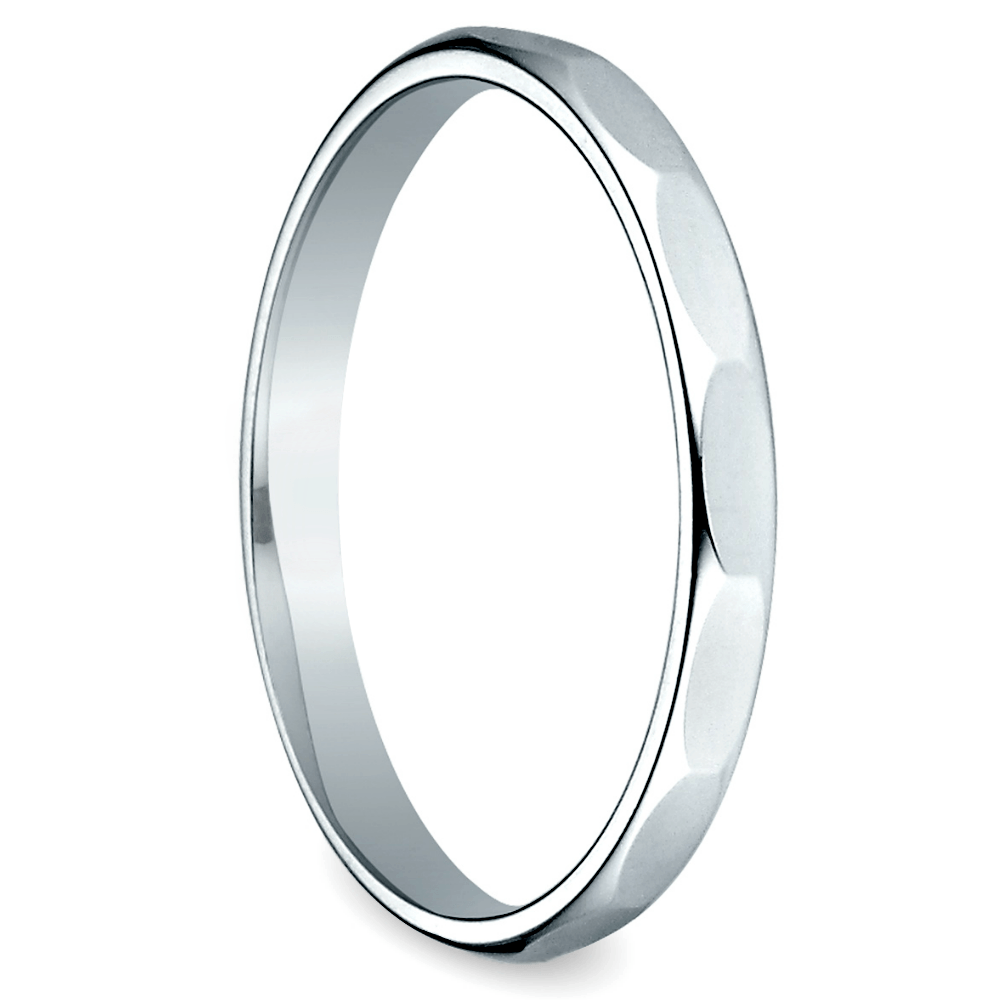 Faceted Women's Wedding Ring in White Gold