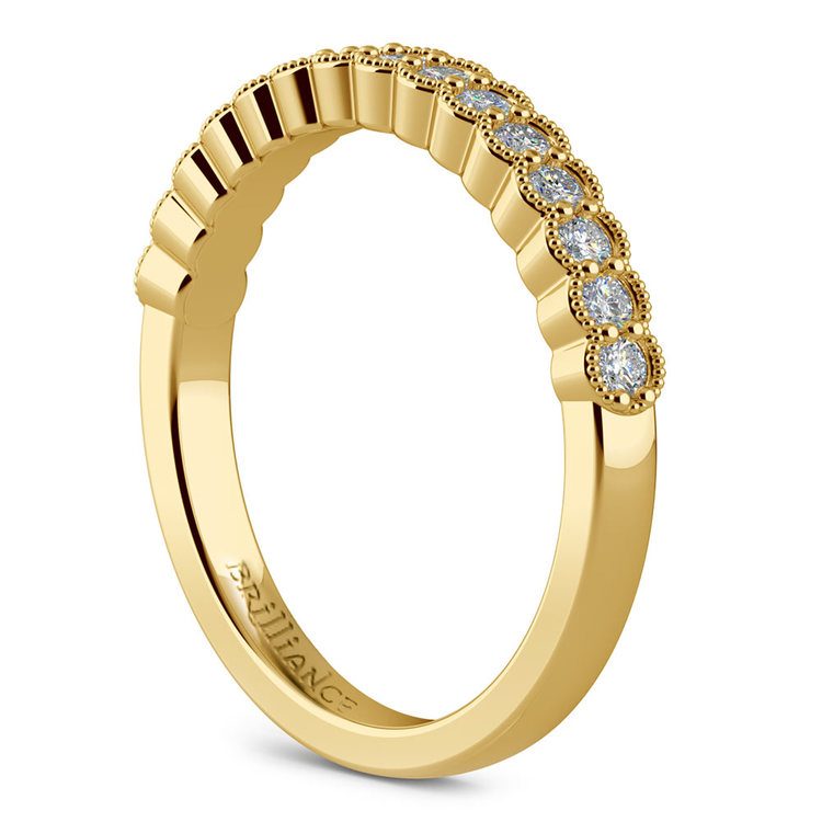 False Bezel Milgrain Diamond Band In Yellow Gold 6114