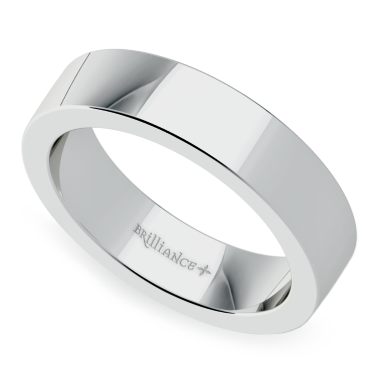 Flat Men's Wedding Band in White Gold (5mm)