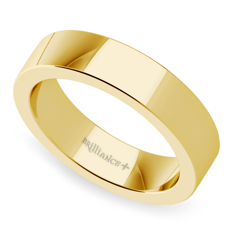 Flat Men's Wedding Band in Yellow Gold (5mm)