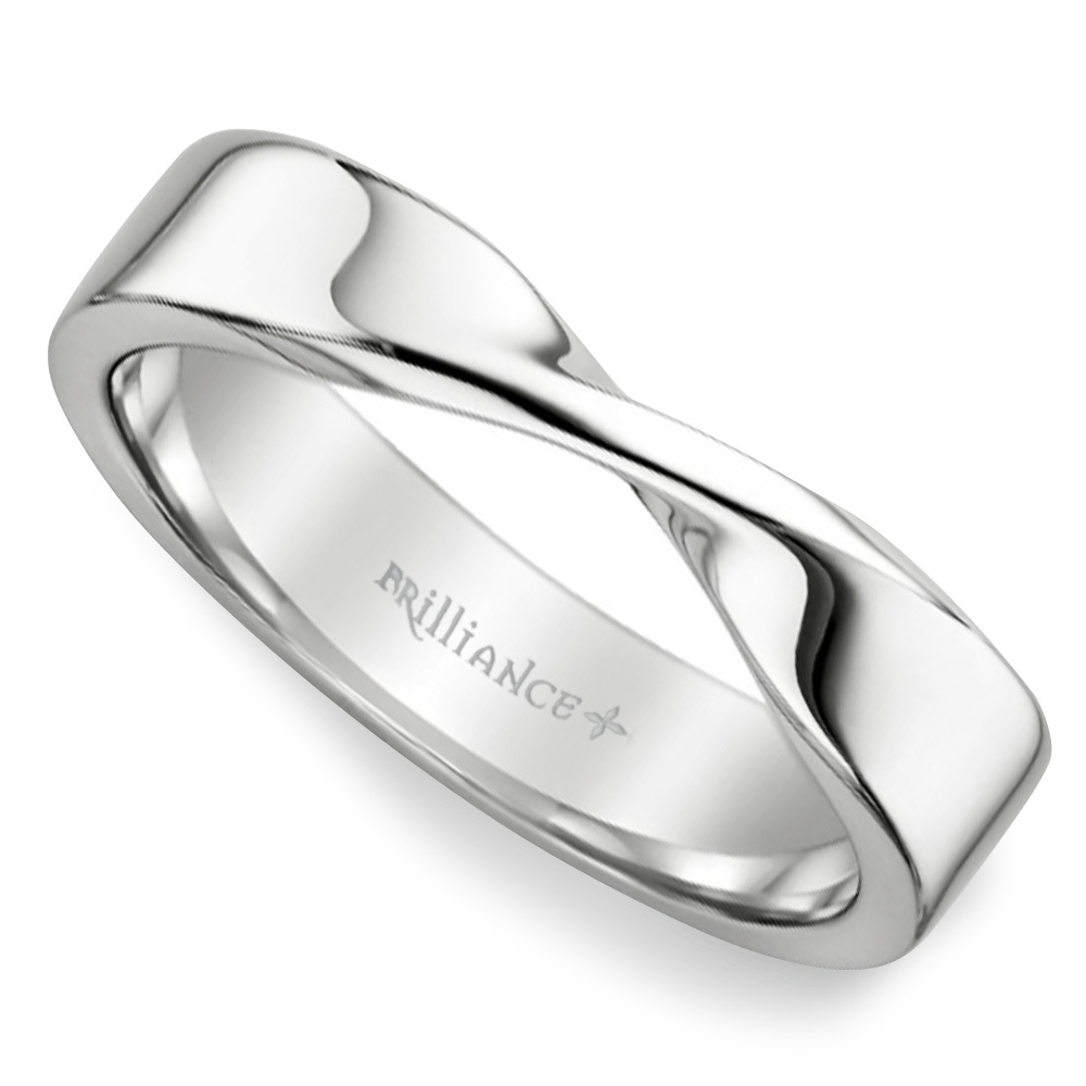 Twisted Platinum Wedding Band Flat Design   Flat Twisted Wedding Band Platinum V1 