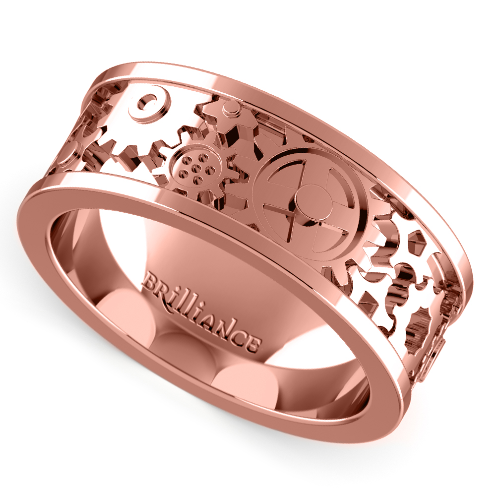  Gear  Channel Men s Wedding  Ring  In Rose Gold