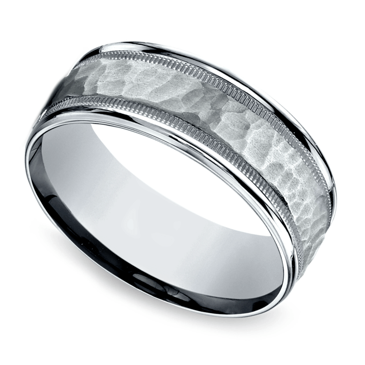 Amazon Com Platinum Modern Top Flat Women S Hammered Finish Comfort Fit Wedding Band 6mm Jewelry