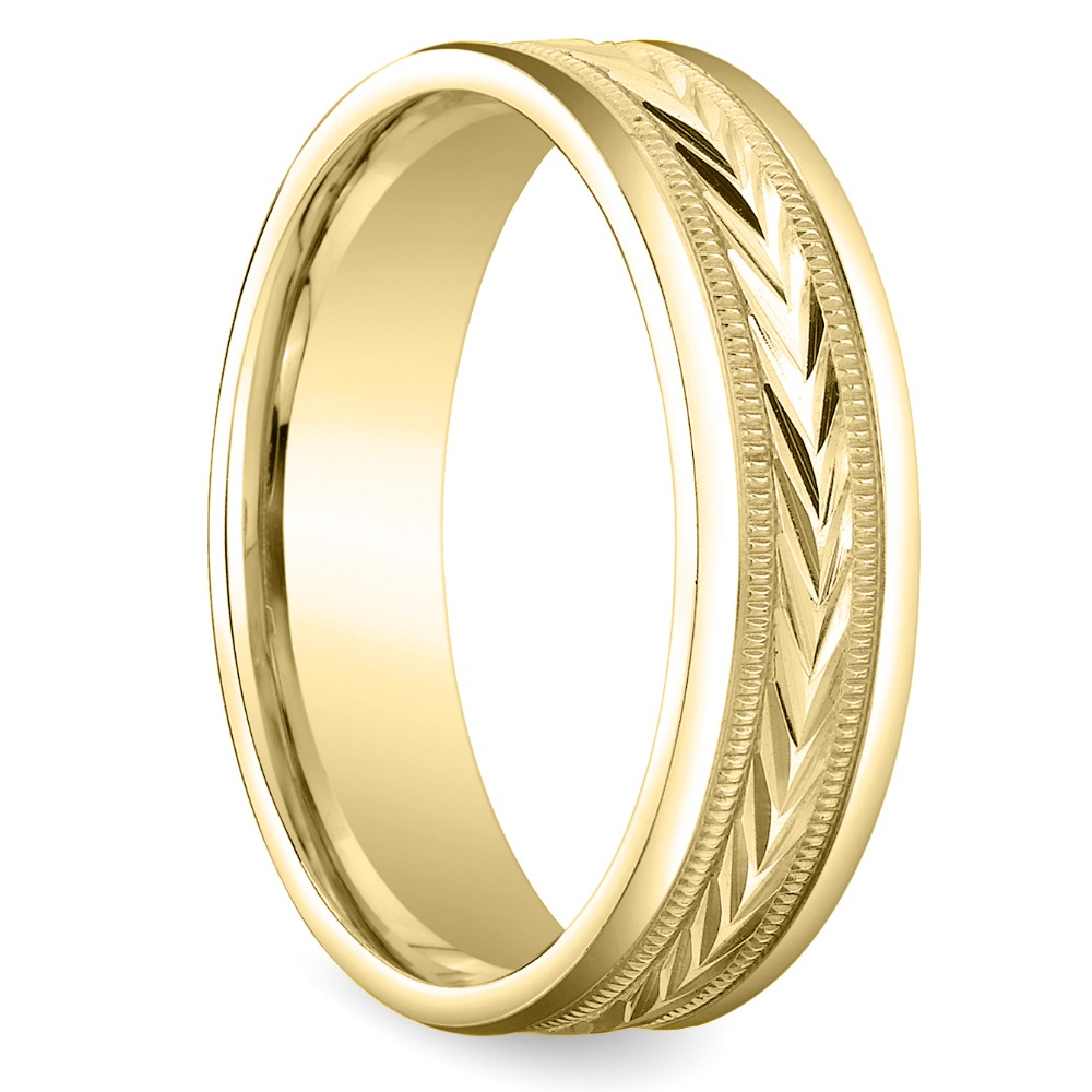 Harvest Of Love Milgrain Mens Ring In Yellow Gold