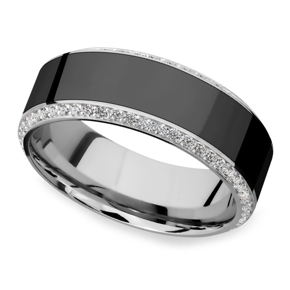 mens black wedding bands with white diamonds