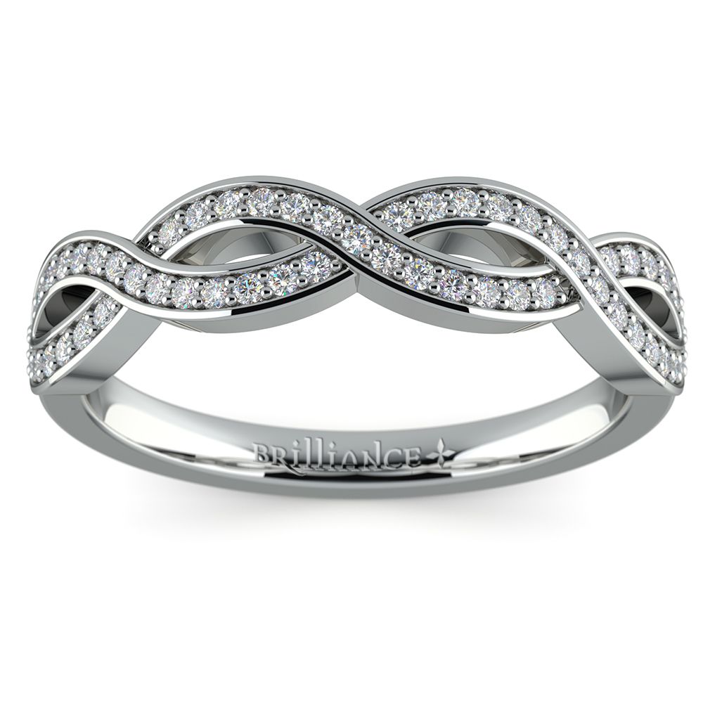 Infinity Twist Diamond Wedding Band In Platinum