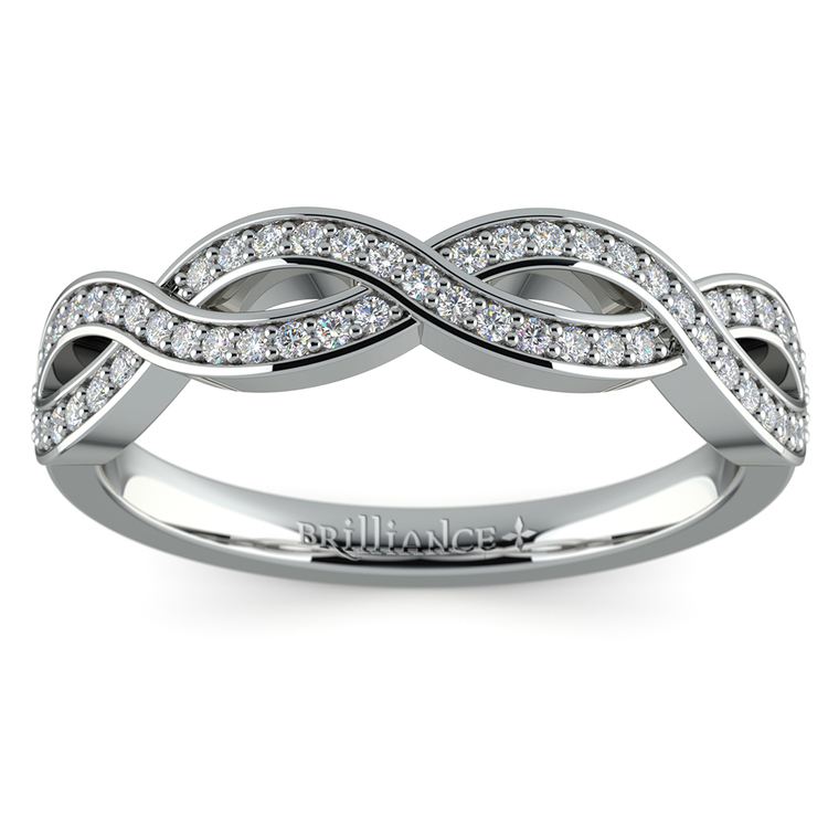 Infinity Twist Diamond Wedding Ring in White Gold